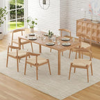 Farini Mid Century Modern Dining Chairs Set of 2, Solid Wood Frame Kitchen Chairs with Woven Upholstered Seat for Dining Room & Breakfast Nook,Natural-Beige