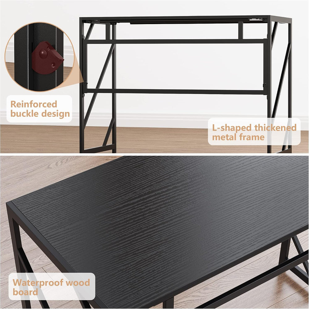Elephance Folding Desk Writing Computer Desk for Home Office No-Assembly