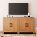 WAMPAT Farmhouse TV Stand for TVs up to 65 Inch, Rustic Wood Entertainment Center & Media Console with 4 Storage Doors, Accent Cabinet for Living Room, Hallway, Rustic Mocha