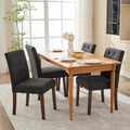 Upholstered Dining Chairs Set of 4, Modern Fabric Kitchen Side Chairs with Sturdy Wood Legs, Parsons Design, Comfortable Soft Linen for Dining Room, Restaurant, Cafe, Black