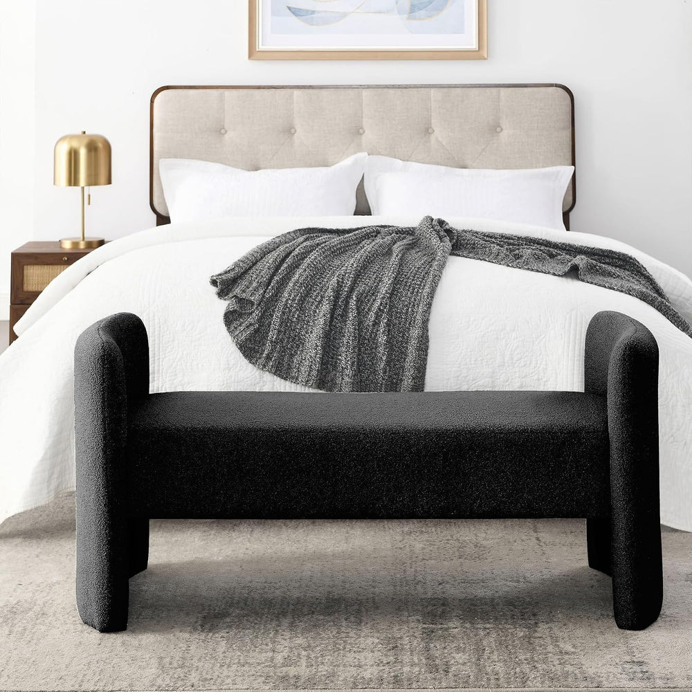 Teddy Ottoman Bench for Bedroom, 52" Upholstered End of Bed Bench for Li...
