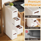 5 Drawers Slim Bathroom Storage Cabinet Dresser, Narrow Plastic Rolling Cart Organizer with Drawers, for Small Spaces, Kitchen, Laundry, Office, Bedroom, White