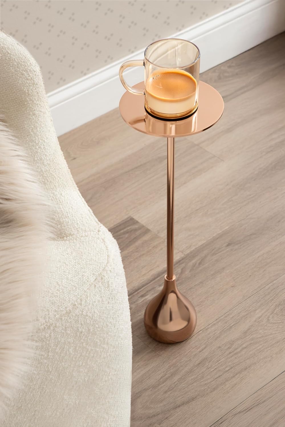 Kate and Laurel Hersi Decorative Modern Pedestal Drink Table, 7 x 7 x 20, Ros...