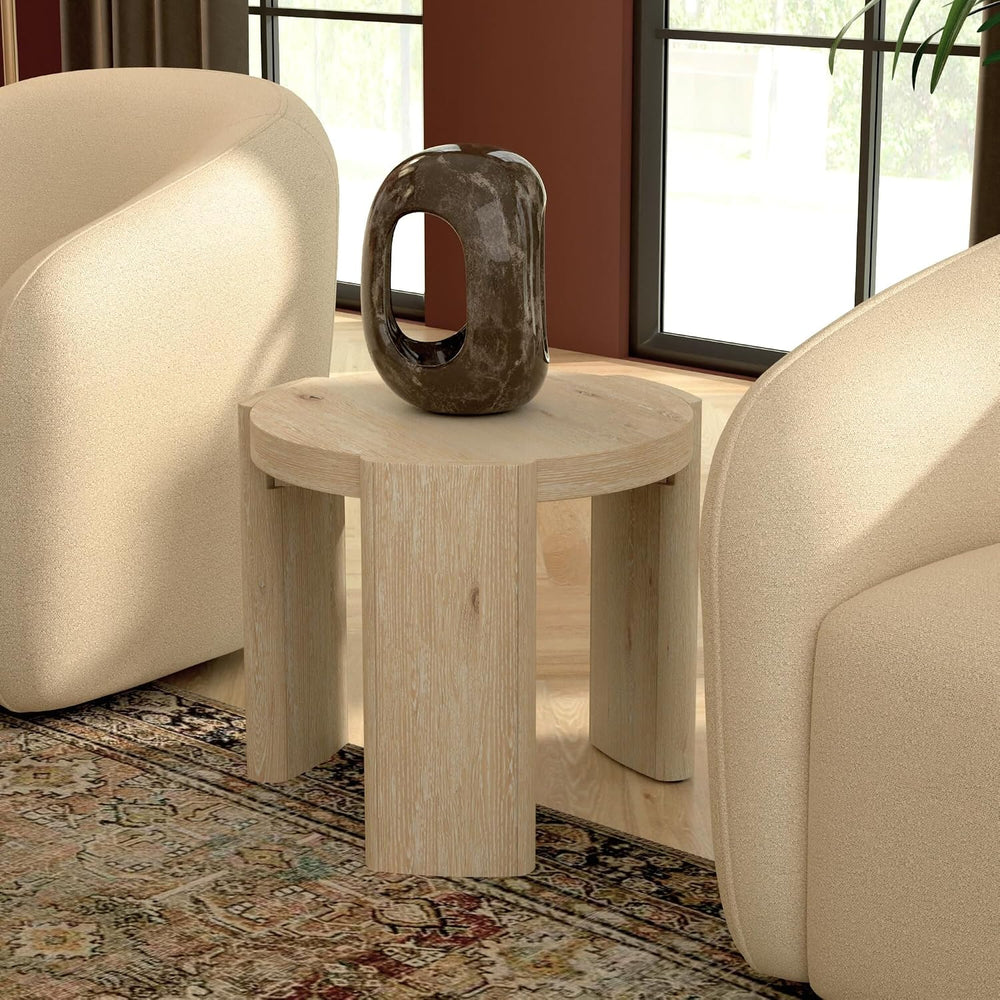 Alpine Furniture Sloane 20 in. W Round Wood End Table in Natural Driftwood