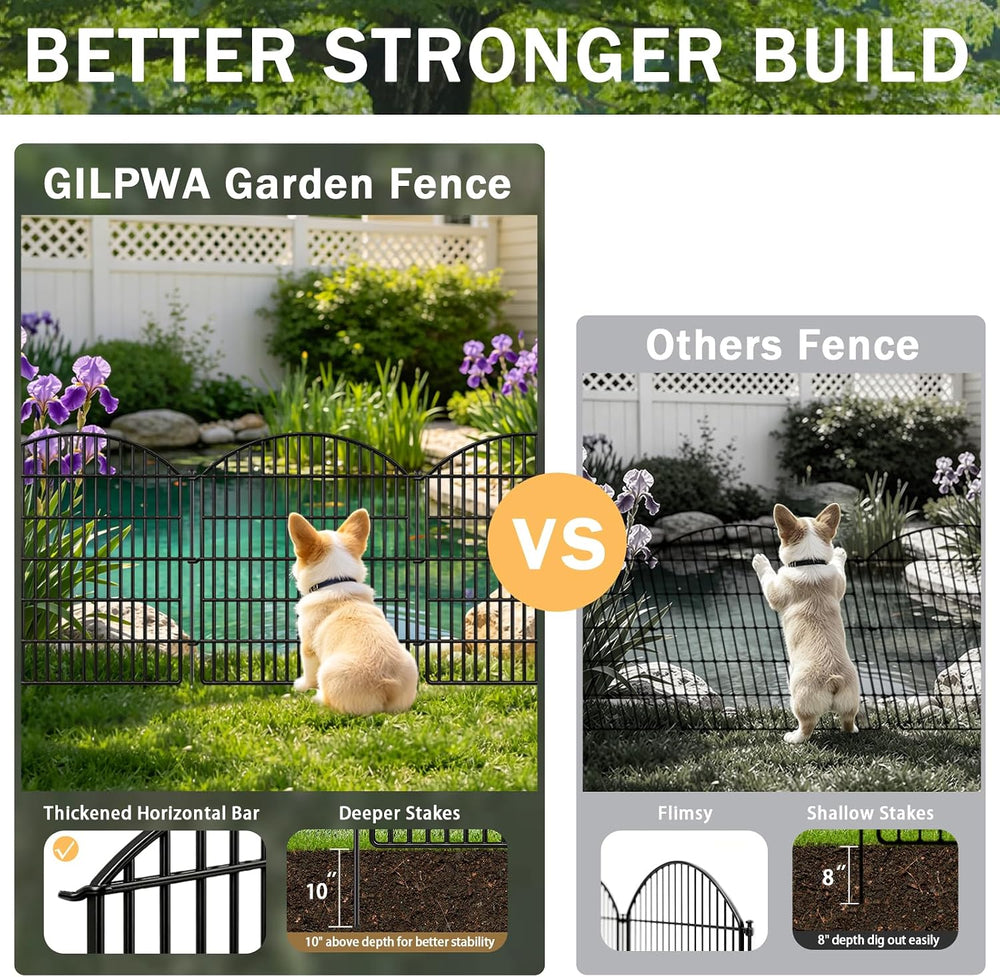 10 Panels Garden Fence Animal Barrier with Lock, 33in (H) x 24ft (L) Dog Fenc...