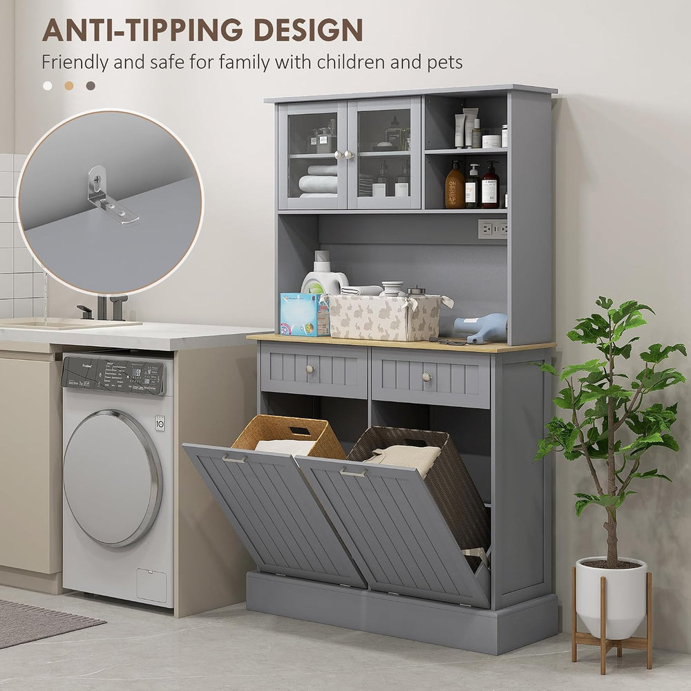 39.4" D*13.8" W*67.7" H Freestanding Kitchen Pantry with 2 Dra...