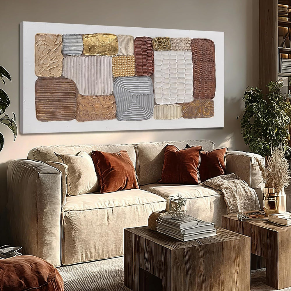 Dolidoteart Canvas Wall Art, Large Abstract Wall Art Print in Neutral Brown B...