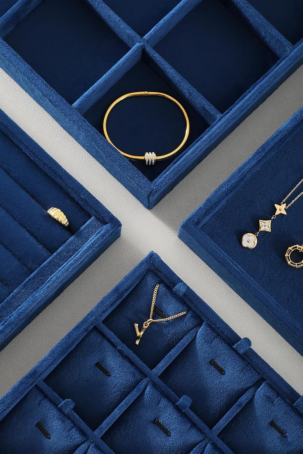 Necklace Storage Tray, Velvet Bracelet Display, Premium Jewelry Organizers,Luxury Jewelry Tray,Blue Necklace Display
