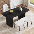 Ebullient Modern Dining Table Set for 4, 67'' Black Oval Dining Table Set with 4 Metal Chairs, 3.5'' Thick Wood-Grain Top and Matte Black Wood Base, Space-Saving 5 Piece Kitchen Table Set