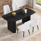 Ebullient Modern Dining Table Set for 4, 67'' Black Oval Dining Table Set with 4 Metal Chairs, 3.5'' Thick Wood-Grain Top and Matte Black Wood Base, Space-Saving 5 Piece Kitchen Table Set