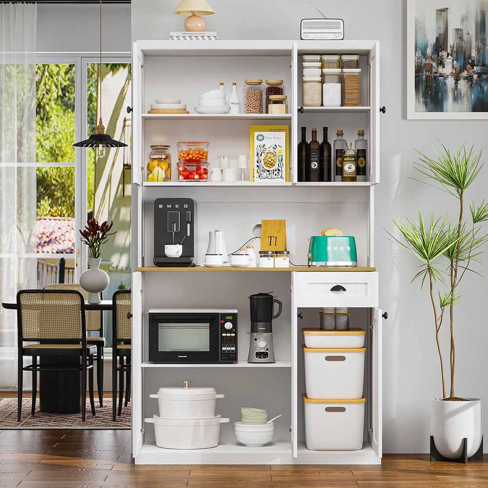 RASOO Buffet Hutch Cabinet Kitchen Sideboard Pantry Cabinet Wood Kitchenware ...