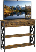 Yaheetech TV Stand for TV up to 45 inch, Entertainment Center with Drawer, Media Console Table with Storage Shelves, for Living Room, Metal Frame, Rustic Brown