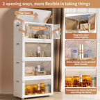 Storage Bins with Lid 120QT, Stackable Storage Containers with Wheels and Magnetic Doors, Plastic Clothes Closet Organizers and Storage Box for Home and Office (4 Pack)
