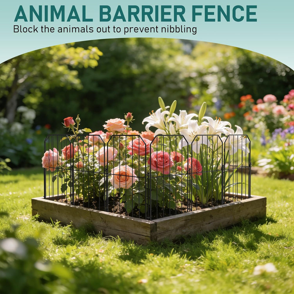 Goovilla Garden Fence, Total 25ft(L) x 24in(H), 25 Pcs, Rustproof Metal