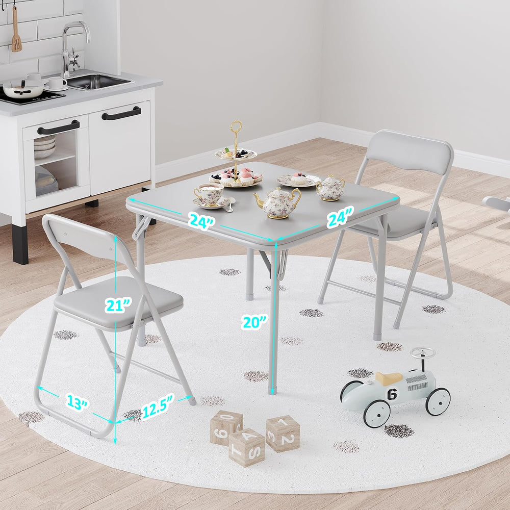IDEALHOUSE Boys and Girls Folding Table and Chairs Set of 3, Portable Table a...
