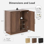 FORTUNETEC 31.5" Sideboard Buffet Cabinet with Storage, Walnut, 3pcs | Wood Modular Media Console, Mid Century Modern Credenza with Arched Doors for Living Room Kitchen Dining Room Entryway