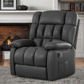 Recliner Chair, Leather Adjustable Recliner with Side Pockets, Living Room Power Reclining Lounge Chair for Adults, Small Spaces Comfy Sofa with Theater Seating for Bedroom, Black