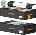 TOSKING 2-Pack Under Bed Storage Drawers with Wheels, 6 Vacuum Bags, 7.9" Height, Large 65L/80 lbs Clear Lid Rolling Bin, 900D Oxford, Space Saver for Dorm Bedroom, Blankets, Clothes, Shoes, Black