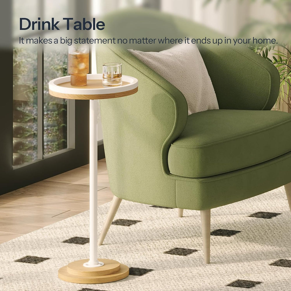 HOOBRO Small Round Side Table, Drink Table, Coffee Martini Table with Pedesta...