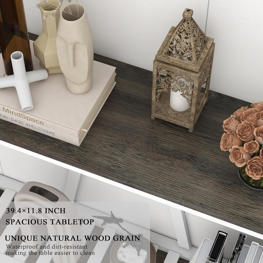 Entryway Table, 39" Farmhouse Console Table with Shelf Narrow Foyer Tabl...