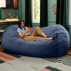 Jaxx Grand Lounger 7 Foot Bean Bag Sofa -Lush Velvet Navy