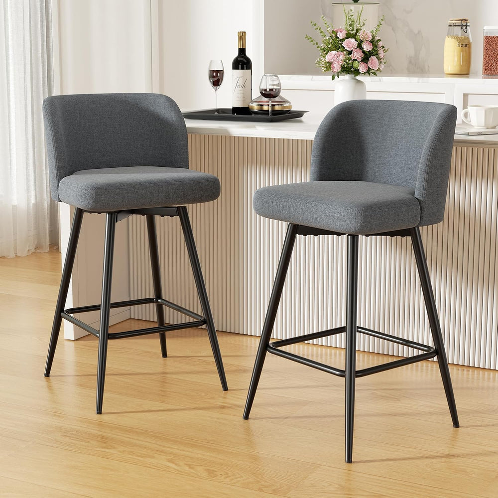 Swivel Bar Stools Set of 2, 26" Counter Height Bar Stools with High Back...