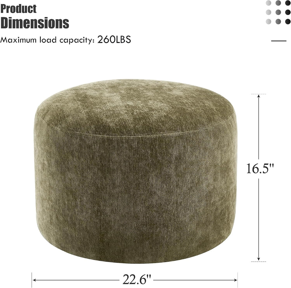 Flouki Pouf Ottoman Footrest, Foot Stools, Modern Round Upholstered Ottomans,...