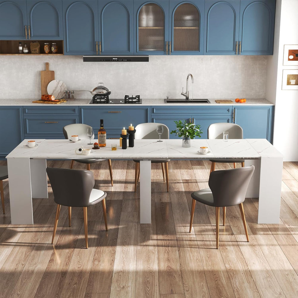 JOYSOURCE Extendable Dining Room Table for up to 12 People 20-119 inch Adjust...