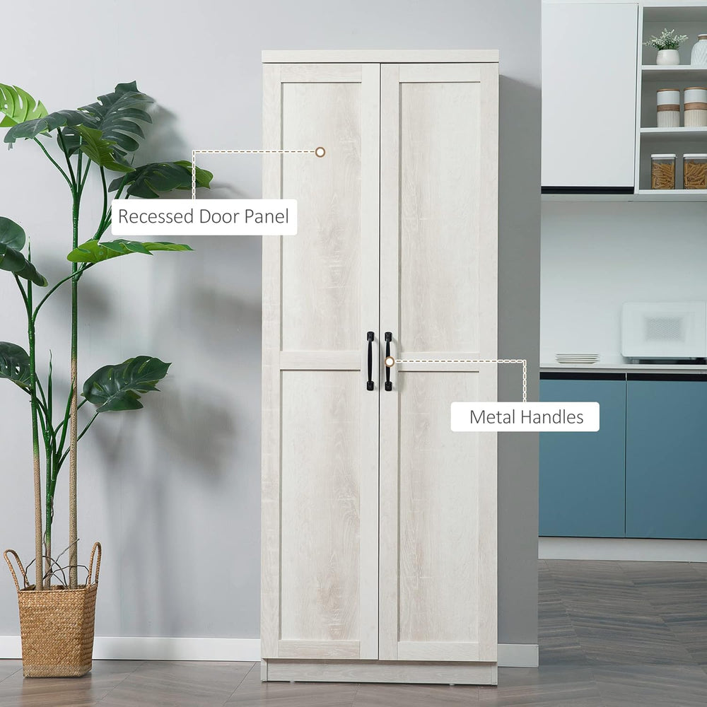 63" Kitchen Pantry, Freestanding Storage Cabinet with 5-Tier Shelving an...