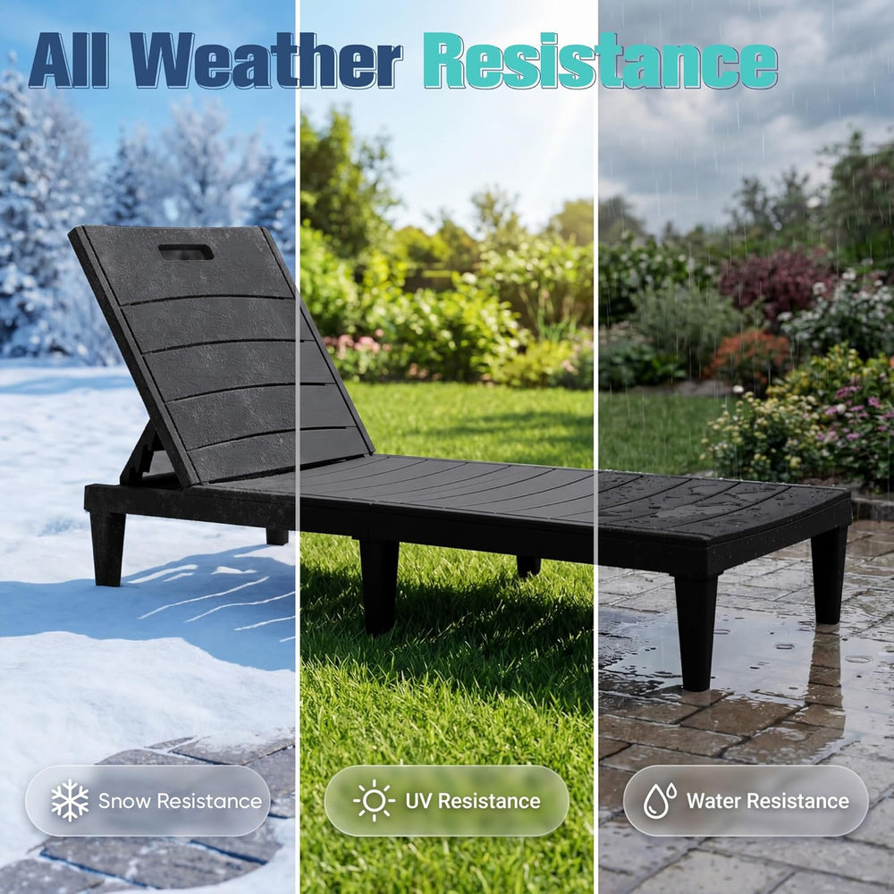 Devoko Outdoor Chaise Lounge Chair Set of 2 with 5-Position Adjustable Back, ...