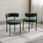 Boucle Dining Chairs Set of 4, Green Dining Chairs with Upholstered Seat and Round Back, Mid-Century Modern Kitchen Chairs for Dining Room, Restaurant