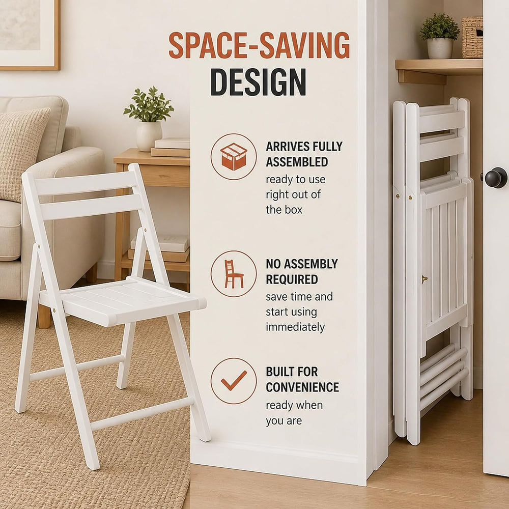Ergode Robin 4-Piece Folding Chairs, Solid Wood, Walnut & White