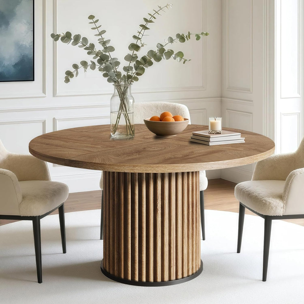 Oigavfd Black Round Dining Table for 4-6 People 47" Circle Dining Table ...
