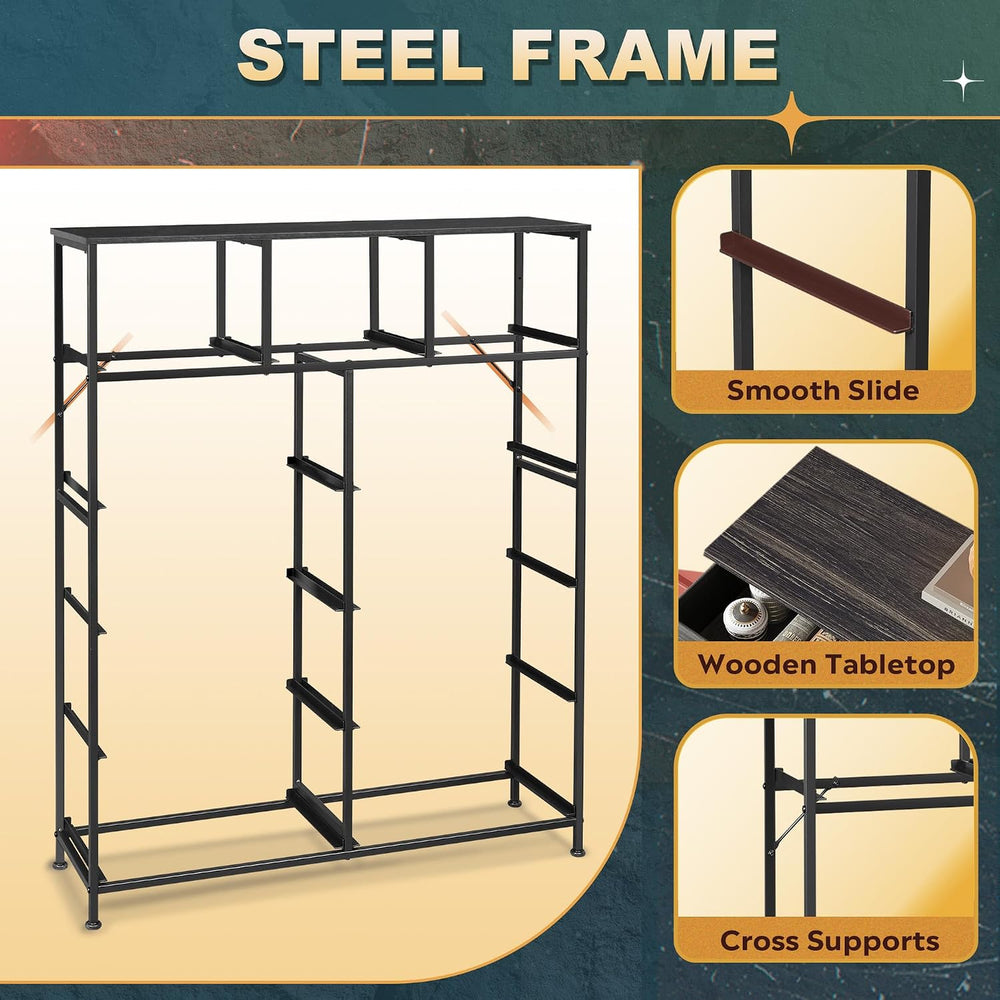 Tall Console Table with 11 Fabric Drawers, Black | Entryway Table with Storag...
