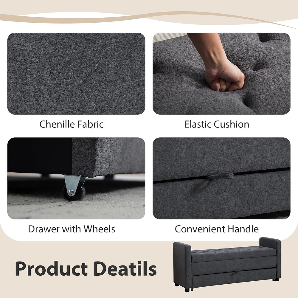 Chifee & Vingol 58.27" W Ottoman Bench with Double Storage Space, Up...