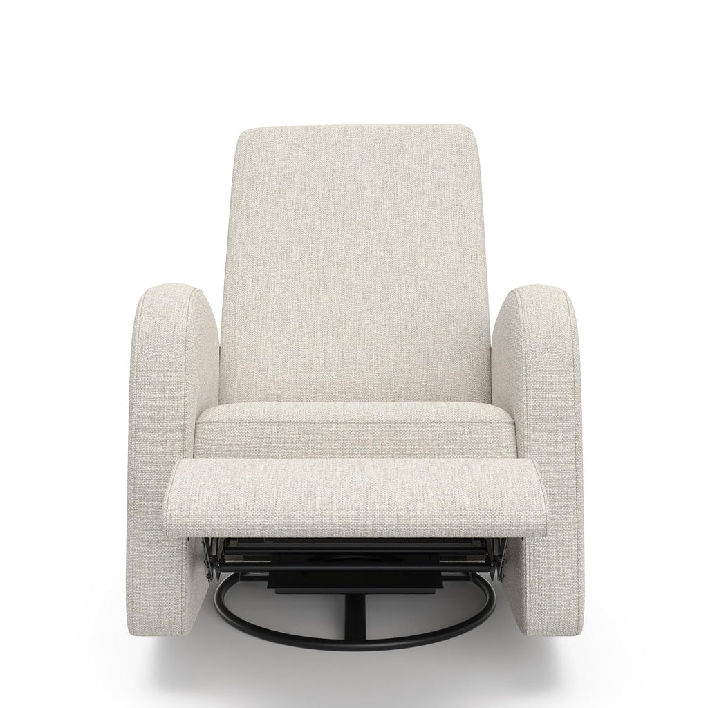 Storkcraft Santa Monica Power Recliner Swivel Glider, Dune Basketweave | Effortless Electronic Power Recline, USB-A & USB-C Charger
