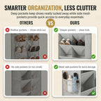 8 Tier Hanging Shoe Organizer for Closet, Over the Door Shoe Organizer with Deep 120D Extra Thick Pockets, Shoe Rack for Closet & Entryway, with 6 Side Pockets for Boots (Transparent)