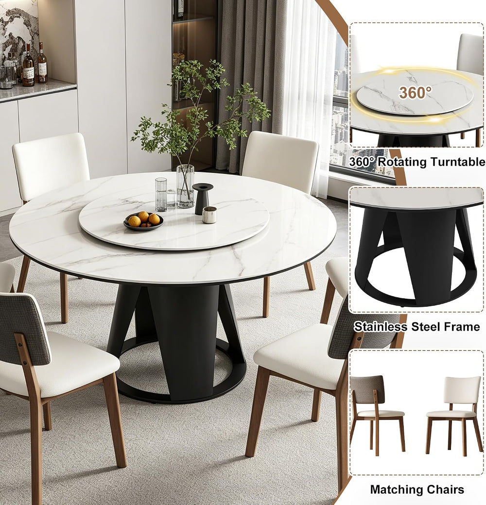 Montary 7 Piece Dining Table Set, Modern Kitchen Table Set of 6, Black White ...
