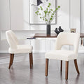 VKNOW Wooden Dining Chairs Set of 2, Modern Fabric Upholstered Dining Room Chair Kitchen Chairs, Farmhouse Dinner Chair for Kitchen Dining Room, Cream