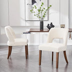 VKNOW Wooden Dining Chairs Set of 2, Modern Fabric Upholstered Dining Room Chair Kitchen Chairs, Farmhouse Dinner Chair for Kitchen Dining Room, Cream