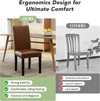 LSSPAID Dining Chairs Set of 2, PU Leather Upholstered Dining Room Chairs with Nailhead Trim and Solid Wood Legs for Home and Kitchen, Brown