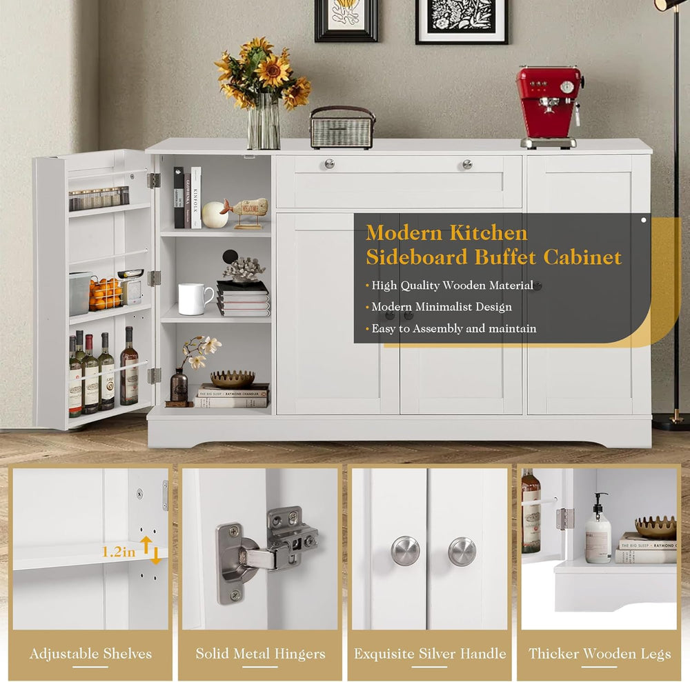 TITIMO 54" Sideboard Buffet Cabinet with Storage, Farmhouse Kitchen Stor...