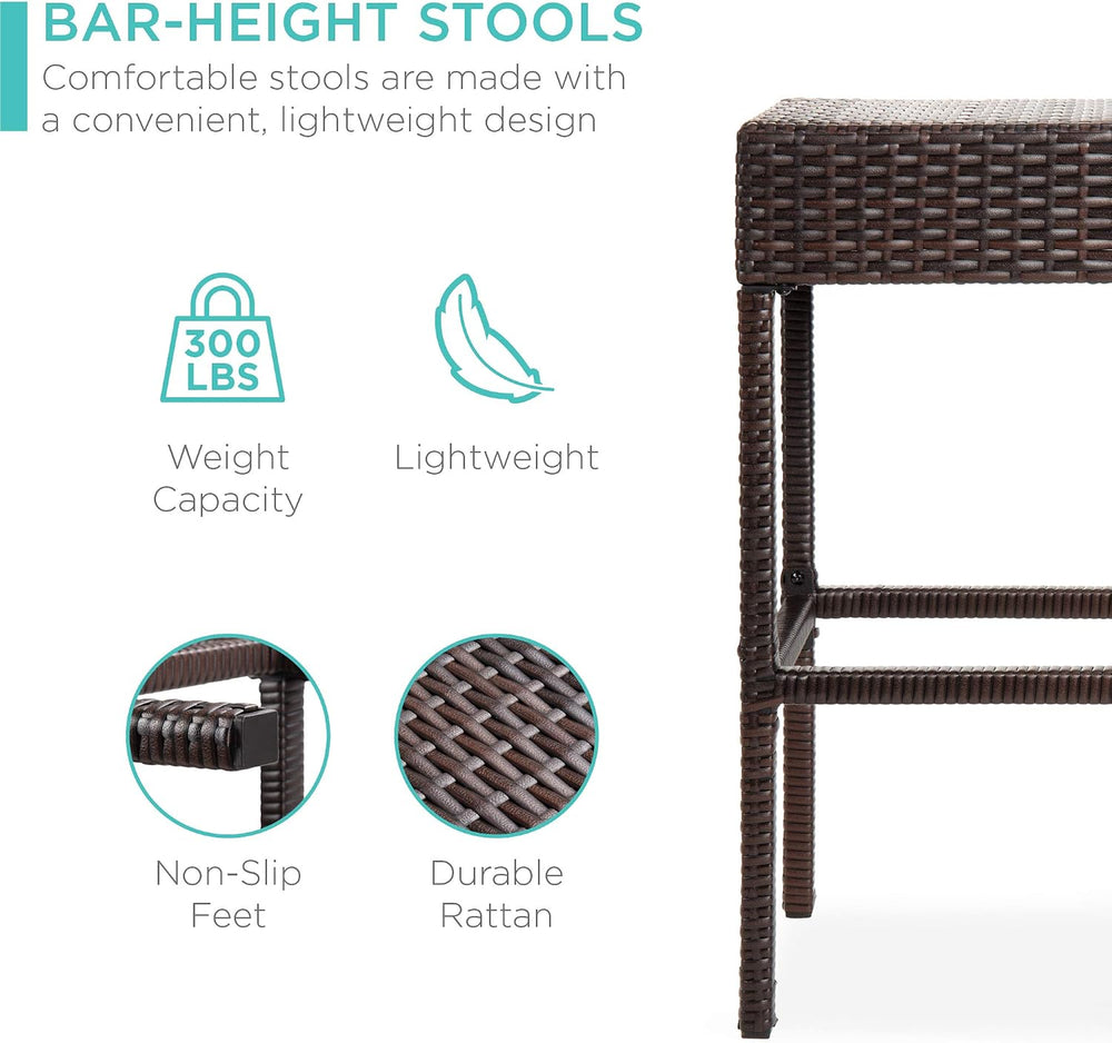 Best Choice Products 5-Piece Outdoor Wicker Bar Table Set for Patio, Poolside...