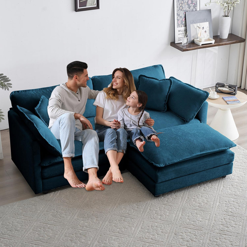 Modular Sectional Sofa with Ottoman, 76.7" Modern L Shaped Sectionals Cl...