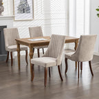 Beige Mid Century Dining Chairs Set of 6, Modern Kitchen & Dining Room Chairs Set of 6, Fabric Upholstered Kitchen Chairs, Sillas de Comedor, Wood Legs (Beige, 6 Pcs)