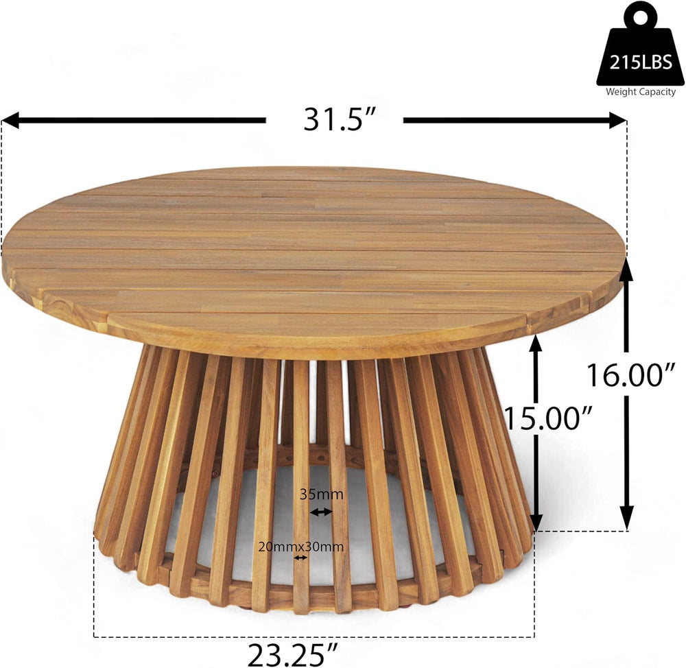 Merax Outdoor Acacia Wood Conversation Set - Patio 3-Seat Loveseat Sofa w/Cou...