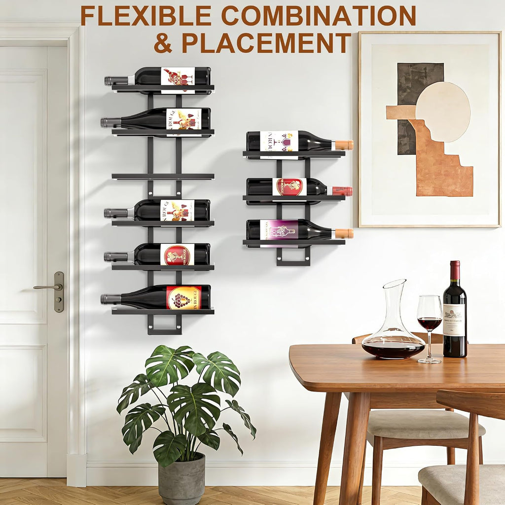 24 Bottles Wall Mount Wine Rack, DIY Detachable Wall Wine Rack, Metal Wine Storage Organizer Display Holder for Home Bar, Kitchen, Restaurant, Wine Cellar