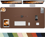 Large Leather Desk Pad Protector, Office Mat, Mouse Pad, Non-Slip Blotter, Laptop Pad, Waterproof Writing Pad for Office & Home (Brown, 48" x 24")