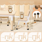 Kids Table & Chairs Set, Height Adjustable Toddler Study Table with Anti-Slip Foot Covers, Ages 2-10