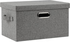 Medium 15" 21 Quart Collapsible Stackable Storage Bins with Lids, 1 Pack Gray Foldable Fabric Closet Storage Boxes with Lids, 4 Handles Heavy-duty Linen Cube Baskets for Bedroom